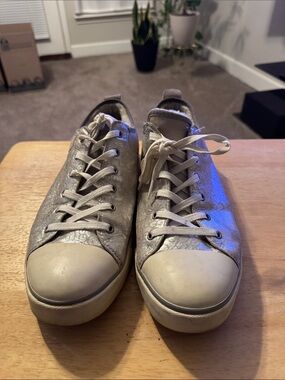 UGG Metallic Silver Low-Top Lace-Up Sneakers